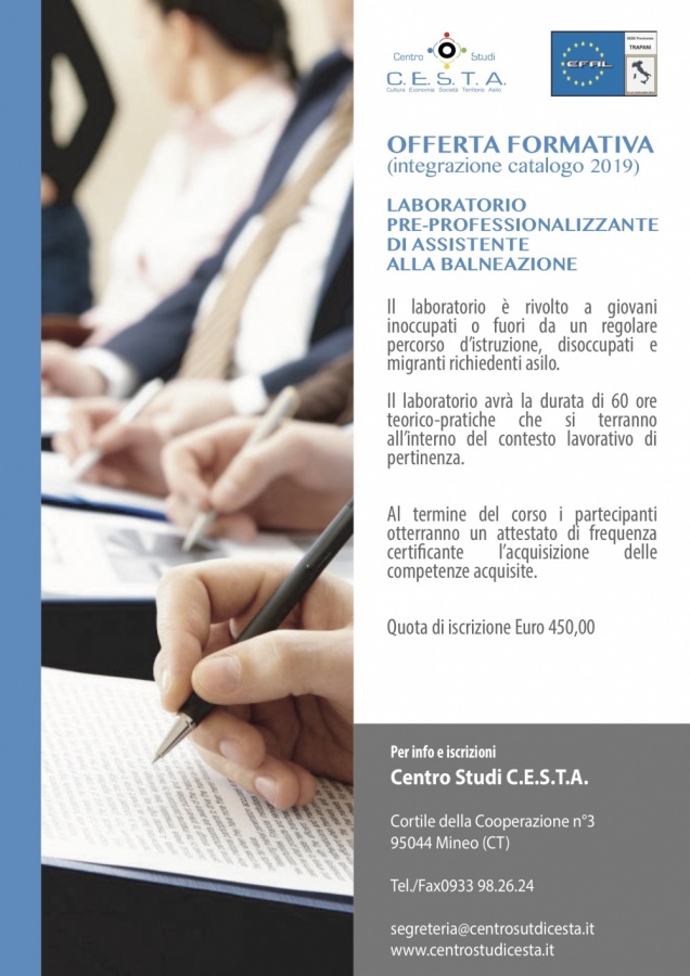  LABORATORIO PRE-PROFESSIONALIZZANTE DI ASSISTENTE ALLA BALNEAZIONE