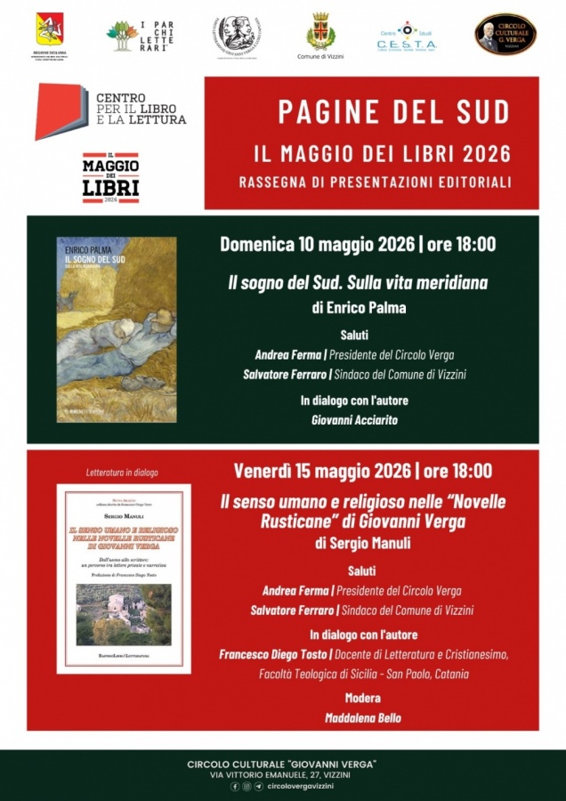 Il Circolo Culturale Giovanni Verga di Vizzini a Il Maggio dei Libri con la rassegna Pagine del Sud