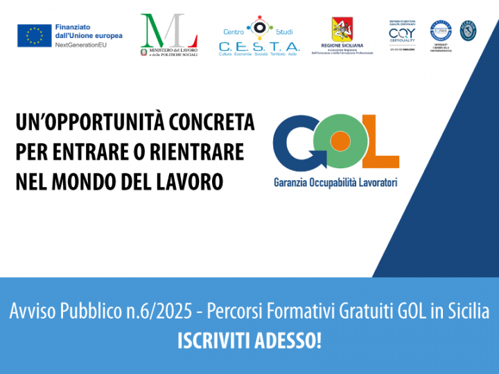 Avviso Pubblico n.6/2025 - Percorsi Formativi Gratuiti GOL in Sicilia